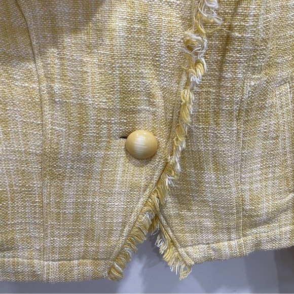 Cabi Yellow Daisy Tweed Blazer Jacket Size Medium Cotton - Picture 3 of 8